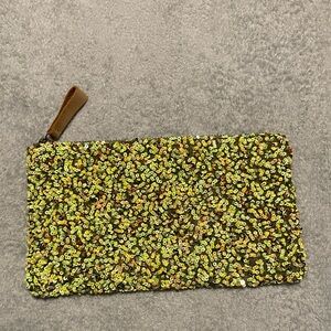 neon sequin zipper clutch